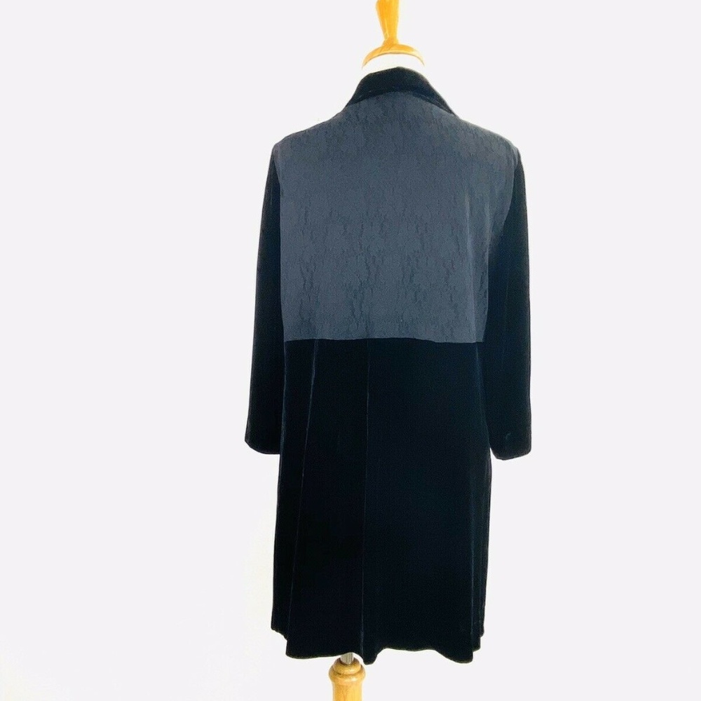 J Jill Black Velvet and Lace Back Silver Round Button Hardware Shirt Dress Sz M - Picture 6 of 8